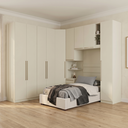 Ver imagem 1 de Guarda Roupa Solteiro Modulado 6 Peças com Cabeceira 9 Portas 3 Gavetas Seletto Areia Cinza