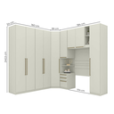 Ver imagem 3 de Guarda Roupa Solteiro Modulado 6 Peças com Cabeceira 9 Portas 3 Gavetas Seletto Areia Cinza
