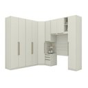 Ver imagem 2 de Guarda Roupa Solteiro Modulado 6 Peças com Cabeceira 9 Portas 3 Gavetas Seletto Areia Cinza
