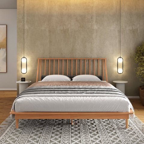 Cama Queen em Madeira Maciça Nordik