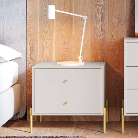 Mesa de Cabeceira 2 Gavetas Jasper 64 cm Branco