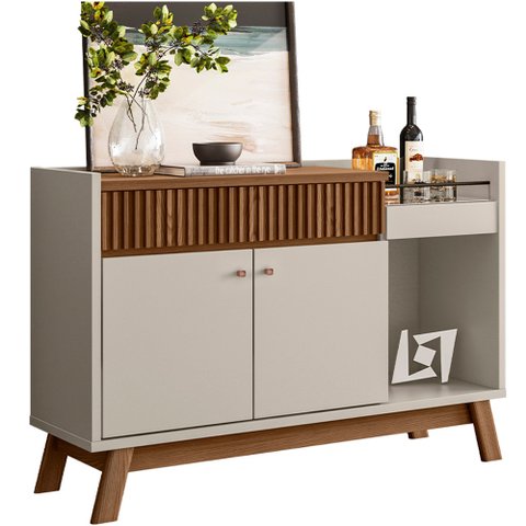 Aparador Buffet Para Sala De Jantar 02 Portas 01 Gaveta Mateo L05 Freijó Off White - Lyam Decor