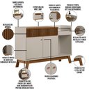 Ver imagem 4 de Aparador Buffet Para Sala De Jantar 02 Portas 01 Gaveta Mateo L05 Freijó Off White - Lyam Decor