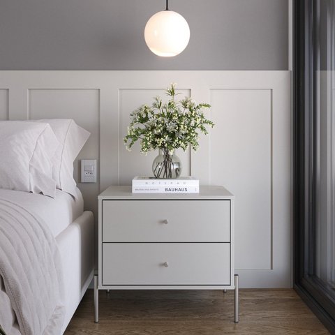 Mesa de Cabeceira 2 Gavetas Jasper 64 cm Branco