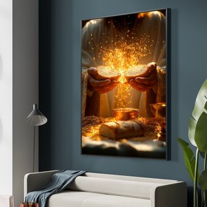 Quadro Decorativo Jesus Ceia Partilha do Pão Sala Quarto Casa Escritório