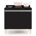Ver imagem 3 de Balcão para Cooktop de Cozinha com Tampo 2 Portas Brenda 80 cm - D’Rossi Preto