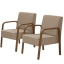 Ver imagem 1 de Kit 2 Poltronas 1 Lugar Jade Braço Madeira Dsalla Cappuccino