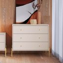 Ver imagem 1 de Cômoda 3 Gavetas Jasper 79x90x45 cm Branco/Off White/Dourado