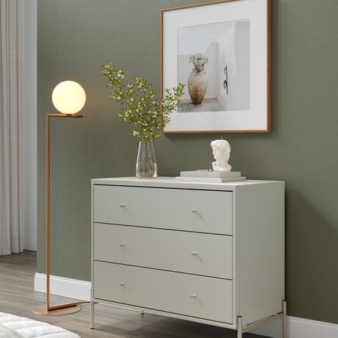 Cômoda 3 Gavetas 90cm x 79cm Jasper Branco/Off White