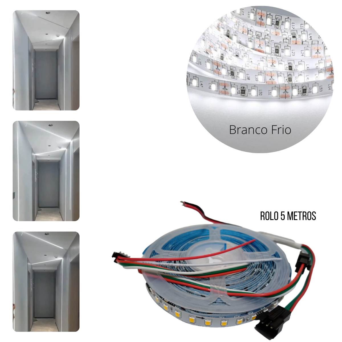 Fita De Led Adesiva 5M 2835 12V IP20 Para Perfil De Led Com Luz Sequencial De Correr Ida E Volta Par - 1