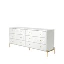 Ver imagem 2 de Cômoda 6 Gavetas Jasper 178 cm Branco/Dourado