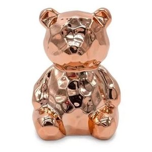 Enfeite Decorativo Urso Sentado em Porcelana Metalizado 10cm