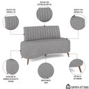 Ver imagem 3 de Sofá 2 Lugares para Sala Living 160cm Pés Palito Tamar K04 Linho Cinza - Mpozenato