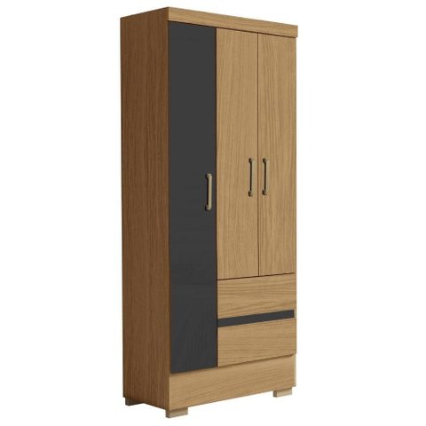 Guarda Roupa Solteiro 3 Portas Coimbra 186x76 Cm Armoveis Atacama Grafite