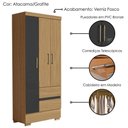 Ver imagem 4 de Guarda Roupa Solteiro 3 Portas Coimbra 186x76 Cm Armoveis Atacama Grafite