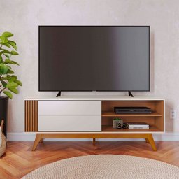 Rack para TV até 60 Polegadas com Pés Madeira Maciça e Porta Deslizante Otawa - 5