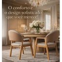 Ver mais imagens de Kit 4 Cadeiras Poltronas Jantar Allegra em Madeira com Assento Estofada Linho e Courino Areia