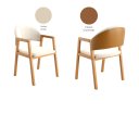 Ver imagem 3 de Kit 4 Cadeiras Poltronas Jantar Allegra em Madeira com Assento Estofada Linho e Courino Areia