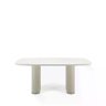 Mesa de Jantar Retangular C/ Vidro para 6 Lugares Lintz 184 Cm - Off White Fosco C/ Pu Bege - - 1