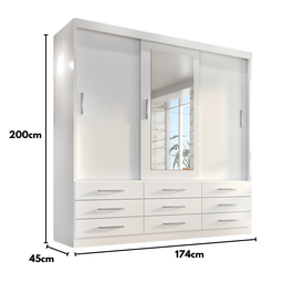 Guarda Roupa Casal Capri 3 Portas Correr 9 Gavetas C/ Espelho - 4