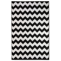 Tapete Sala Geométrico Zigzag 200X300 Cm Lavável Preto Prata - 2