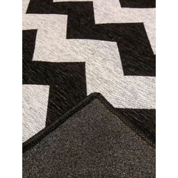 Tapete Sala Geométrico Zigzag 200X300 Cm Lavável Preto Prata - 4