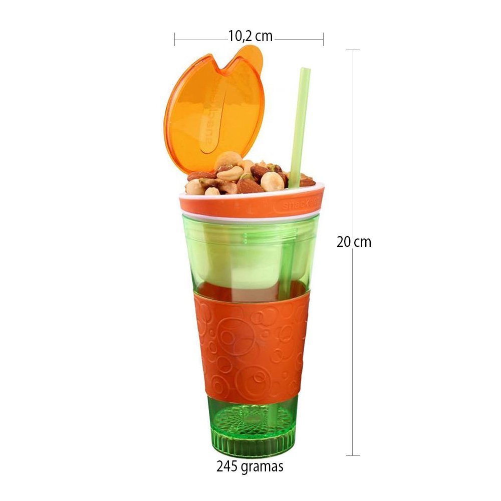 Copo Mágico 2 em 1 Antivazamento 2 Und Canudo Compartimento Frutas Lanches - 2