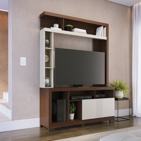 Estante para TV e Home Theater até 50 Polegadas 136,2CMX190CM 2 Portas Elba Marrom