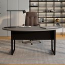 Ver imagem 1 de Mesa Escrivaninha Orgânica Linear 175CMX92CM com Pés Metal para Escritório Corporate F5 Cinza/Preto