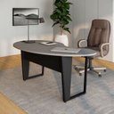 Ver imagem 6 de Mesa Escrivaninha Orgânica Linear 175CMX92CM com Pés Metal para Escritório Corporate F5 Cinza/Preto