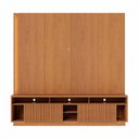 Ver imagem 4 de Estante Ripado Home Theater para Tv até 75 Polegadas 198,2cmx200cm com Led 2 Portas Jordão