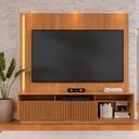 Ver imagem 2 de Estante Ripado Home Theater para Tv até 75 Polegadas 198,2cmx200cm com Led 2 Portas Jordão