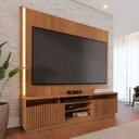 Ver imagem 1 de Estante para TV e Home Theater Ripado para TV até 75 Polegadas com LED 200CMX198,2cm LED 2 Portas Jordão Marrom