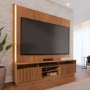 Ver imagem 1 de Estante Ripado Home Theater para Tv até 75 Polegadas 198,2cmx200cm com Led 2 Portas Jordão