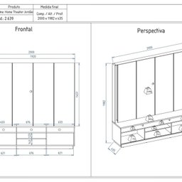 Estante Home Theater para Tv até 75 Polegadas com Led 2 Portas Jordão - 12