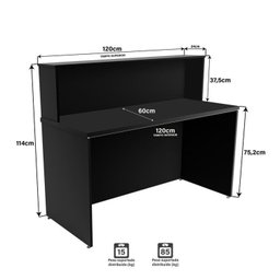 Kit 2 Peças com Balcão para Atendimento Recepção Consultório e Armário Multiuso Baixo - 7