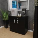 Ver imagem 3 de Kit 2 Peças com Balcão para Atendimento Recepção Consultório e Armário Multiuso Baixo Preto