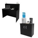 Ver imagem 4 de Kit 2 Peças com Balcão para Atendimento Recepção Consultório e Armário Multiuso Baixo Preto