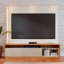 Ver imagem 2 de Estante Ripado Home Theater para Tv até 75 Polegadas 198,2cmx200cm com Led 2 Portas Jordão