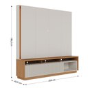 Ver imagem 4 de Estante para TV e Home Theater Ripado para TV até 75 Polegadas com LED 200CMX198,2cm LED 2 Portas Jordão Branco