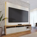 Ver imagem 1 de Estante para TV e Home Theater Ripado para TV até 75 Polegadas com LED 200CMX198,2cm LED 2 Portas Jordão Branco