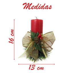 Kit 2 Velas Natalina Vermelha Decorativa para Natal com Laço Dourado - 2