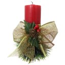 Ver imagem 1 de Kit 2 Velas Natalina Vermelha Decorativa para Natal com Laço Dourado