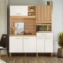 Ver imagem 1 de Armário de Cozinha Compacta 7 Portas 1 Gaveta Yara Branco/Freijó/Off White