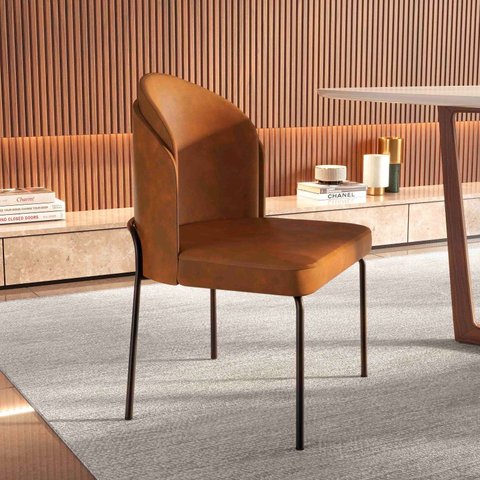 Cadeira para Sala de Jantar 80x56x54cm Oslo Preto/Caramelo