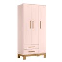 Ver imagem 4 de Guarda-Roupa Infantil 3 Portas com 2 Gavetas Q Encanto Slim Rosa/Acetinado
