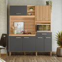 Ver imagem 1 de Armário de Cozinha Compacta 7 Portas 1 Gaveta Yara Cinza/Freijo/Chumbo