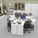 Ver imagem 5 de Estação de Trabalho com 4 Escrivaninhas em L Office Branco
