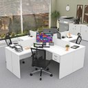 Ver imagem 1 de Estação de Trabalho com 4 Escrivaninhas em L Office Branco