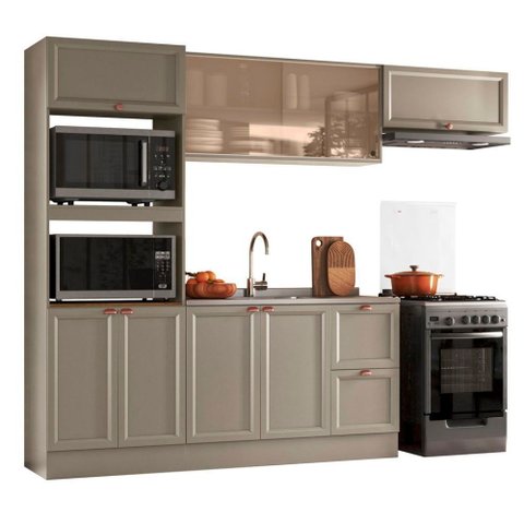 Cozinha Modulada Olivia 4 Peças com Paneleiro Torre Quente sem Tampo para Pia